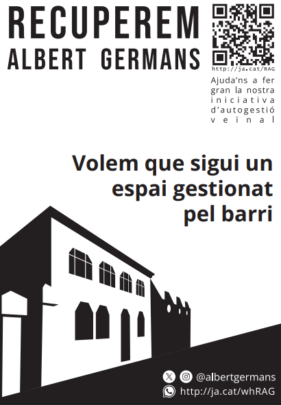 La plataforma Recuperem Albert Germans recull signatures per convertir l’edifici patrimonial en un espai obert a la ciutat