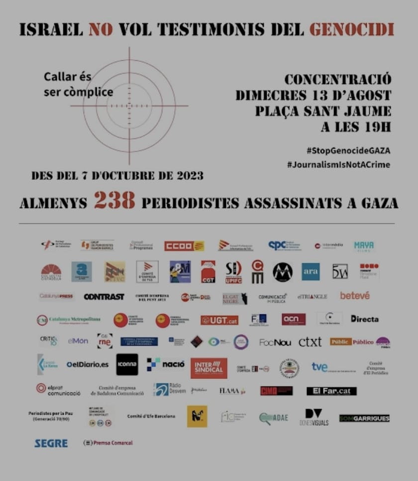 Centenares de personas protestan contra los asesinatos de periodistas en Gaza: “Israel no quiere testigos del genocidio”