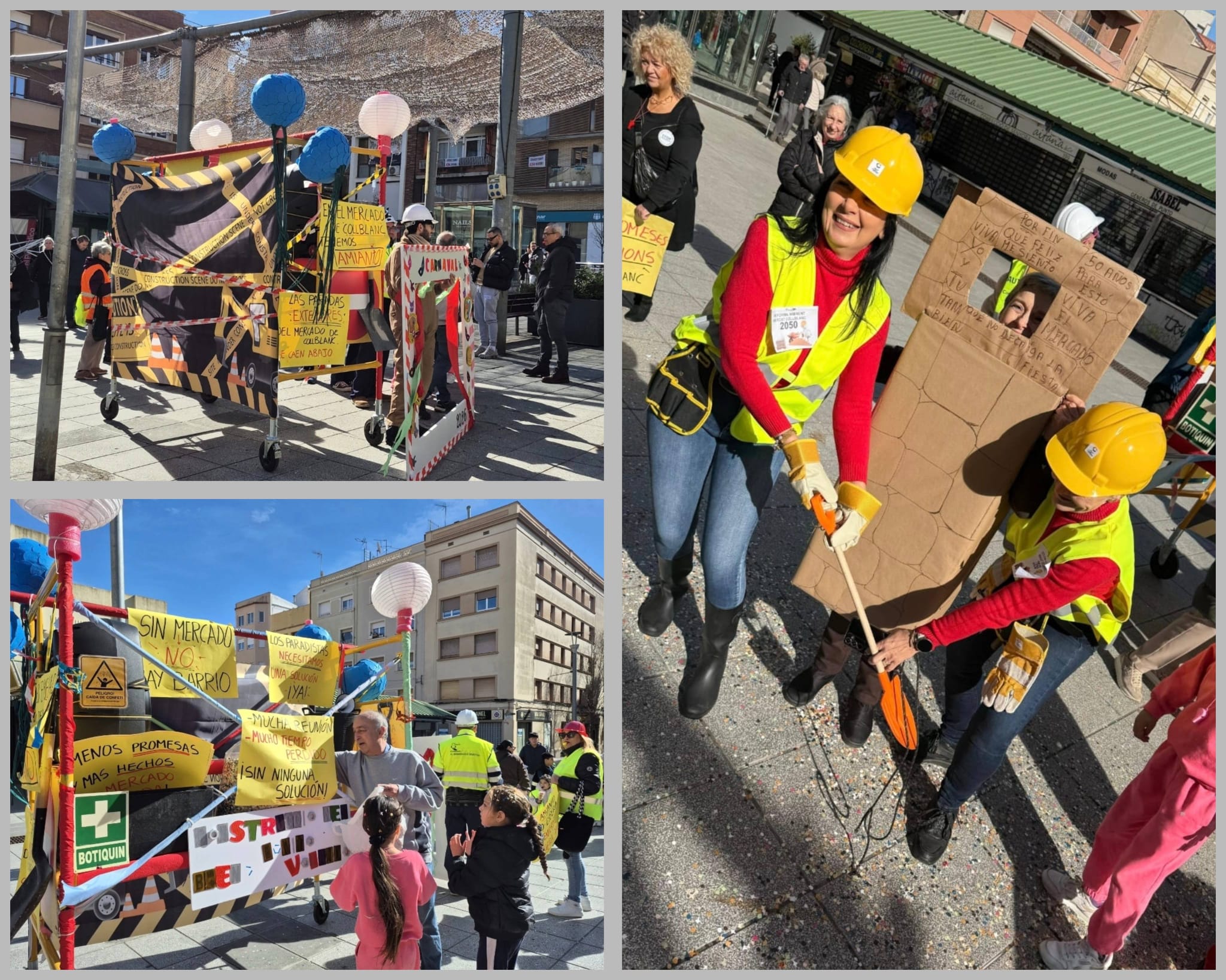 La reforma del mercado de Collblanc que nunca llega en un carnaval reivindicativo